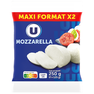 Mozzarella au lait pasteurisé  18%MG, 2x125g