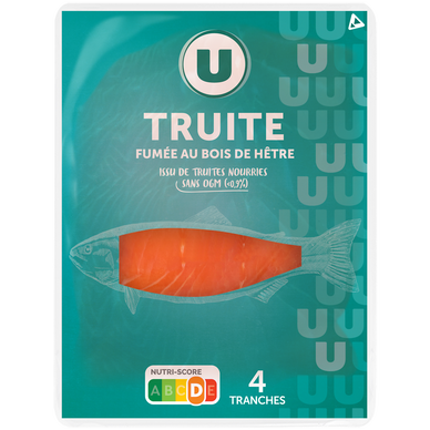 Truite fumée au bois de hêtre,  4 tranches  -  120g