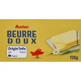 AUCHAN Beurre doux plaquette pour tartine et cuisson 82%MG