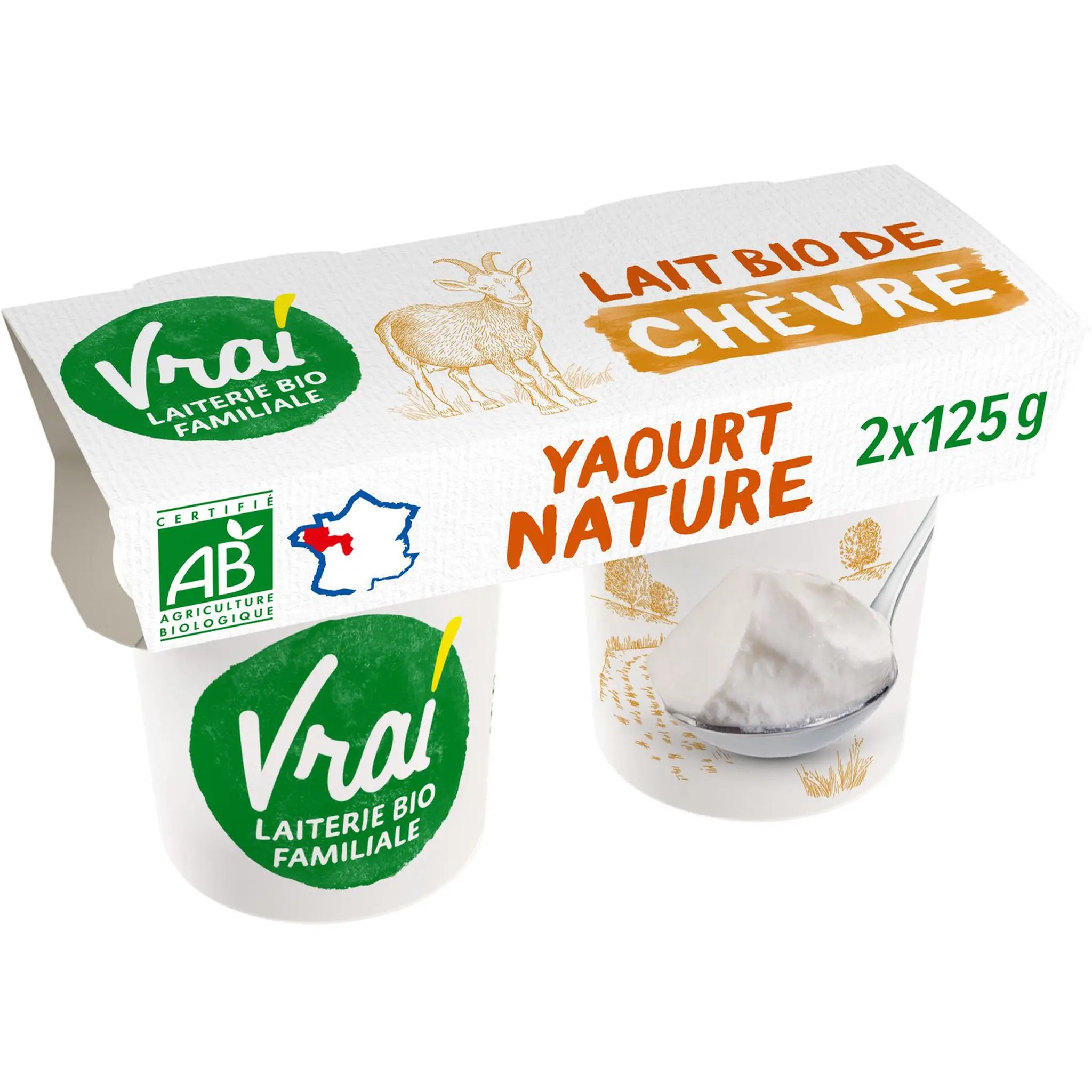 VRAI Yaourt nature au lait de chèvre bio
