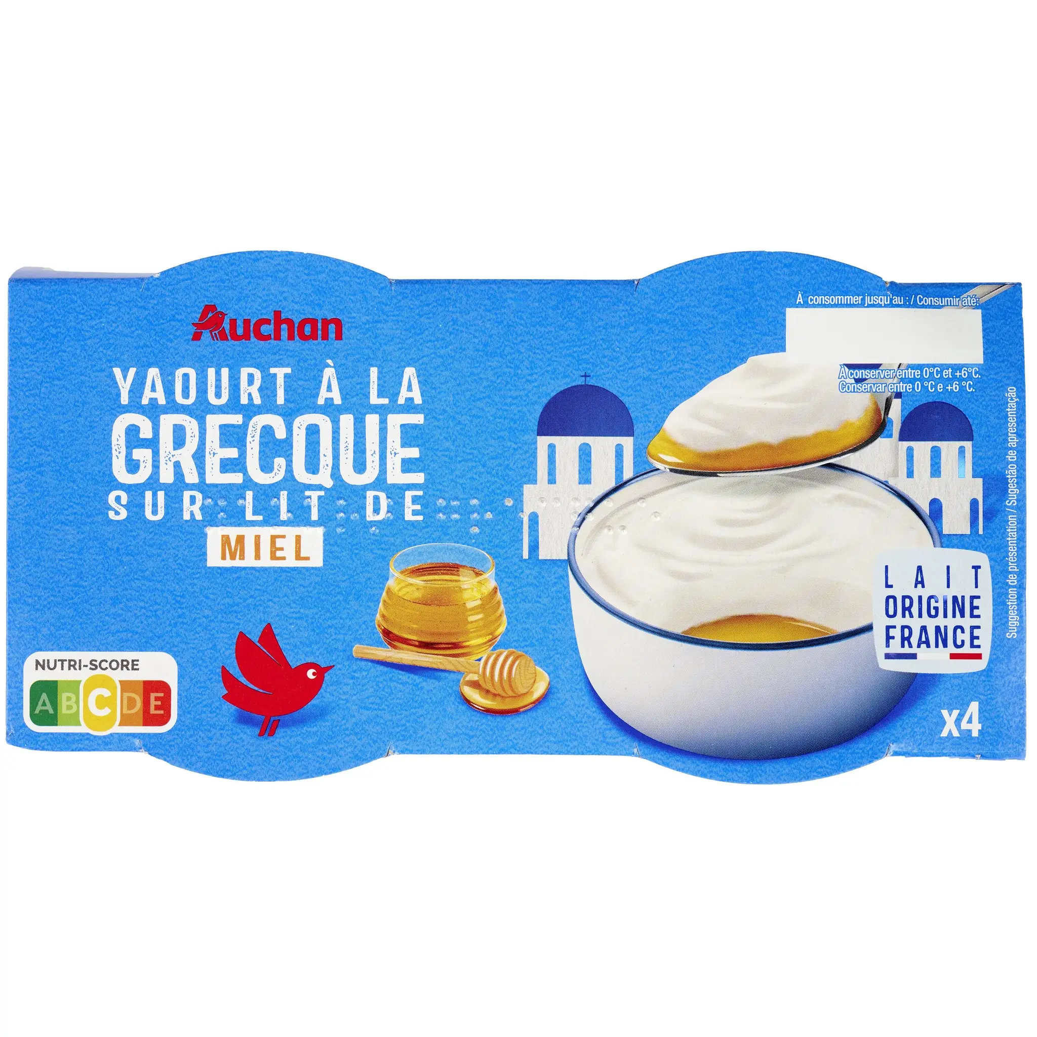 AUCHAN Yaourt à la grecque sur lit de miel