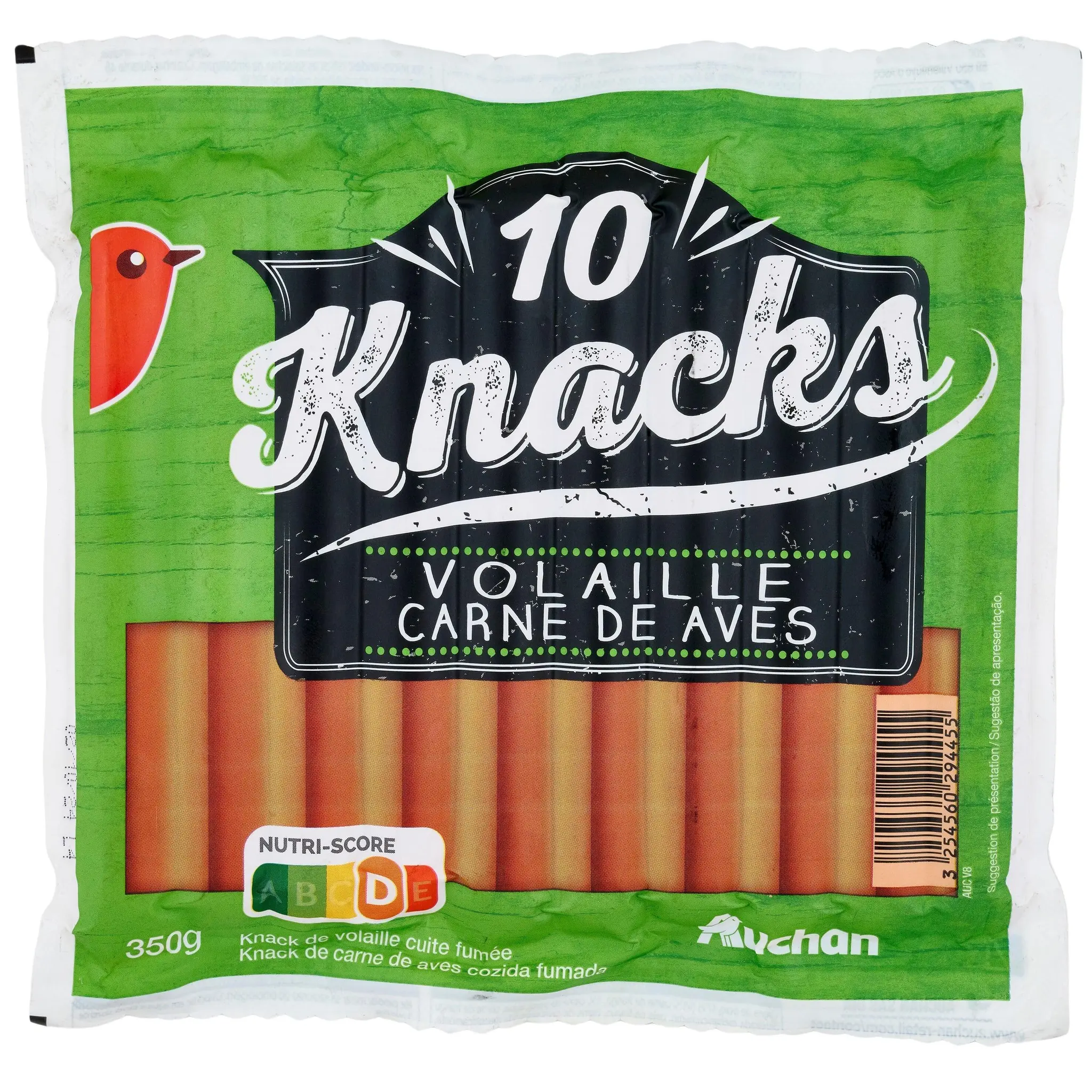 AUCHAN Saucisses knacks de volaille