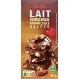 AUCHAN CULTIVONS LE BON Tablette de chocolat au lait aux amandes caramélisées salées