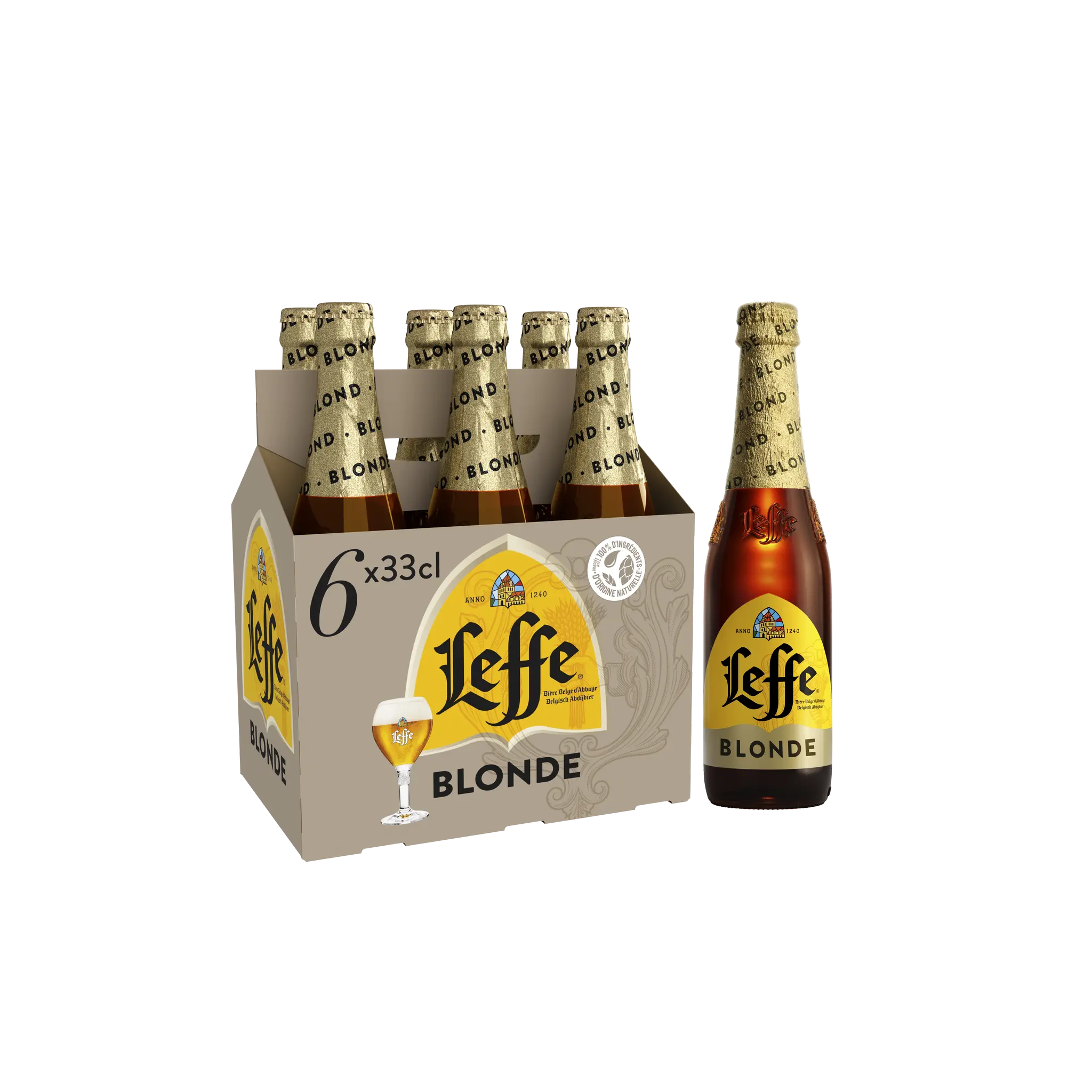 LEFFE Bière blonde 6,6% pack bouteilles