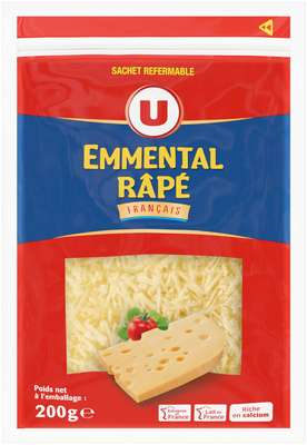 Emmental français râpé pasteurisé, U (200 g)