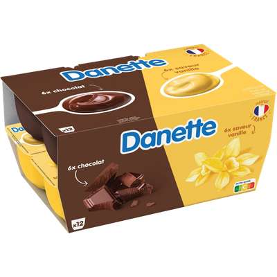 Danette 2 saveurs chocolat/vanille (12 x 115 g)