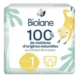 Couches éco responsable T1 / 2-5kg, Biolane (x 28)