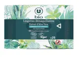 Lingettes démaquillantes à l'aloe vera pour tous types de peaux, U bio (x 25)
