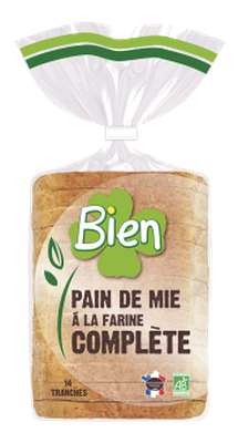 Pain de mie à la farine complète BIO, Bien (500 g)