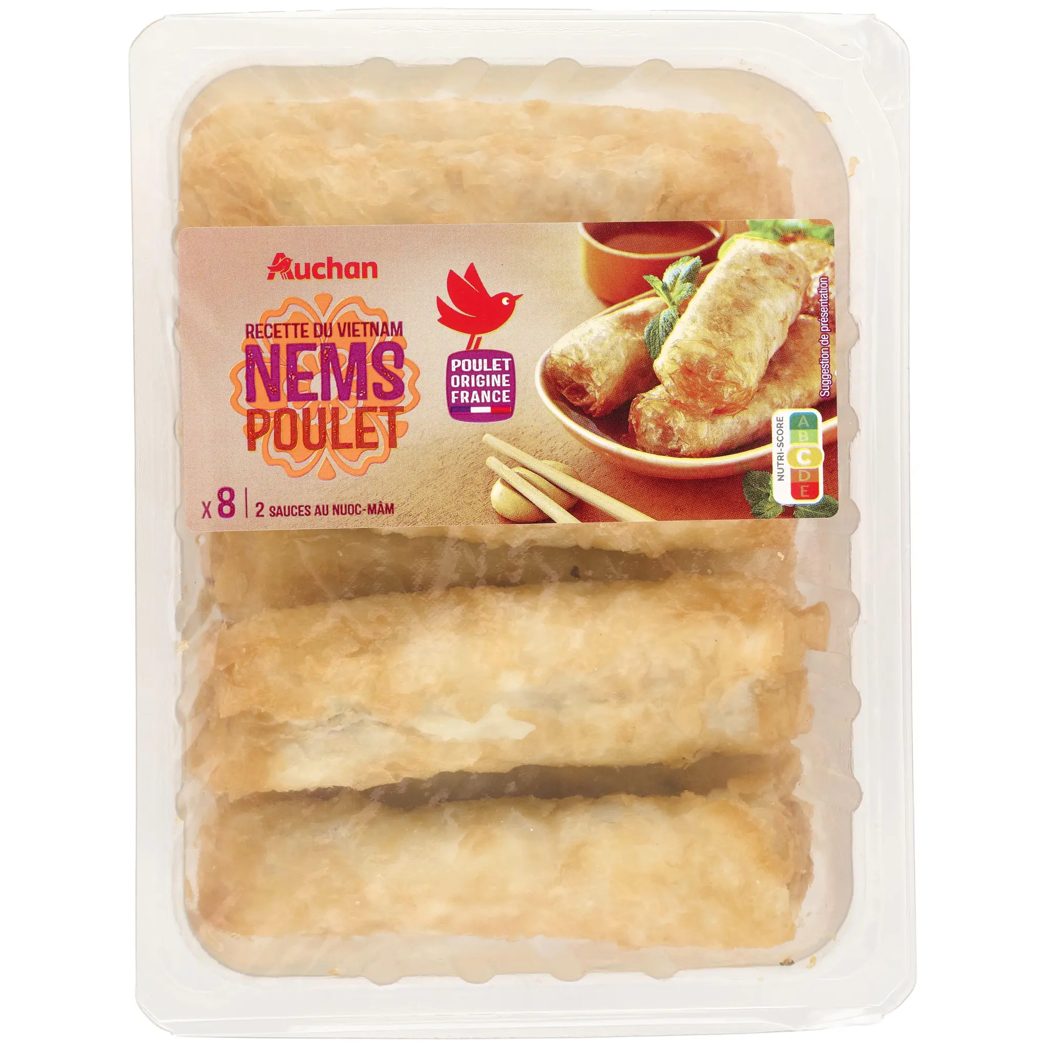 AUCHAN Nems poulet avec 2 sauces nuoc-mâm