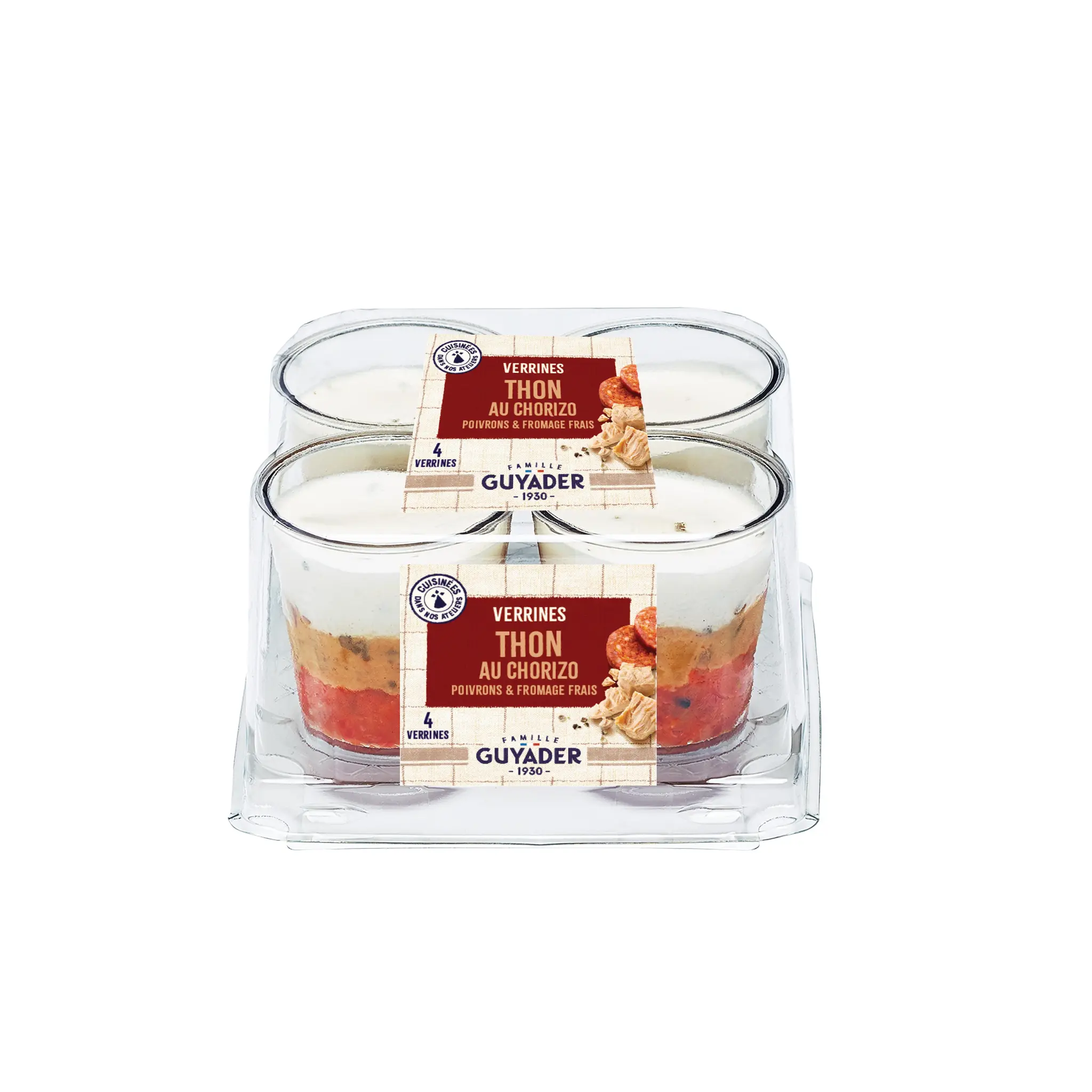 GUYADER Verrines apéro au thon chorizo poivrons rouges et fromage frais