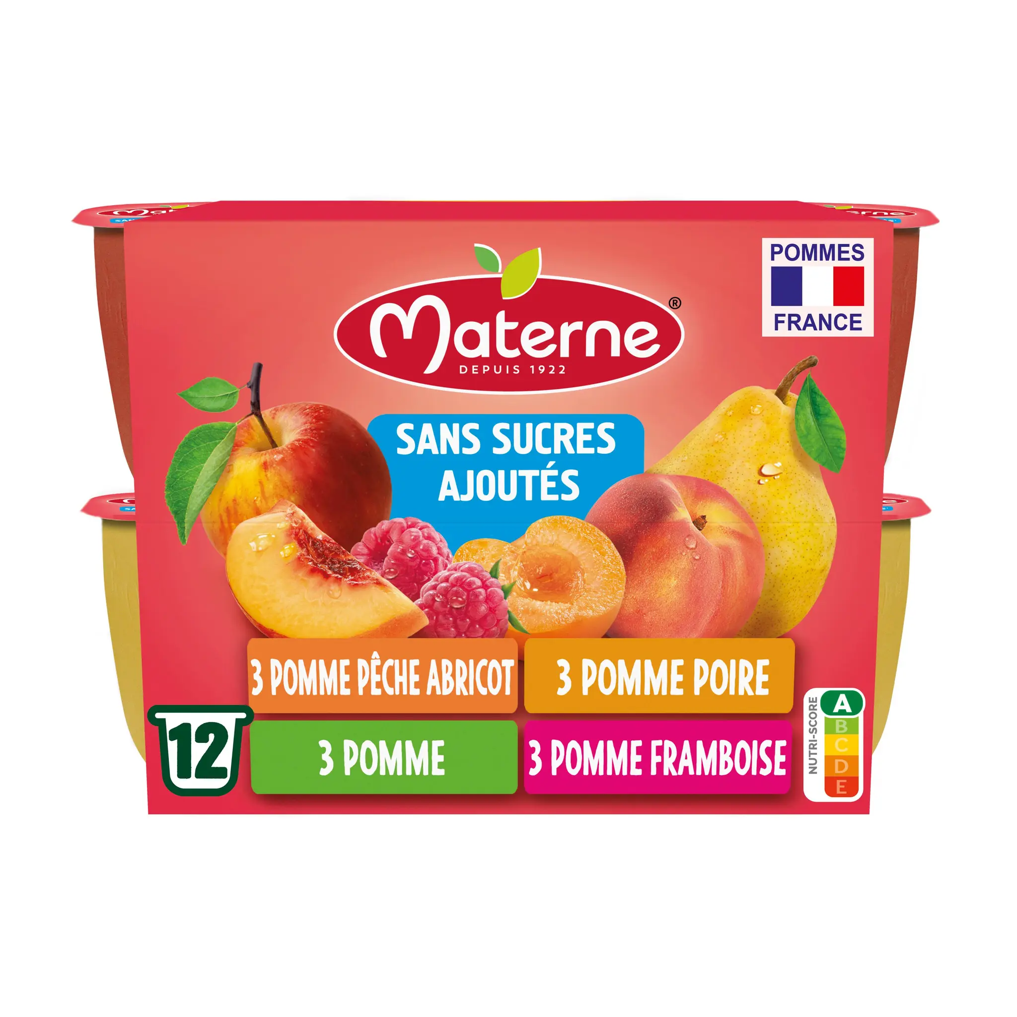 MATERNE Coupelles compotes multivariétés sans sucres ajoutés