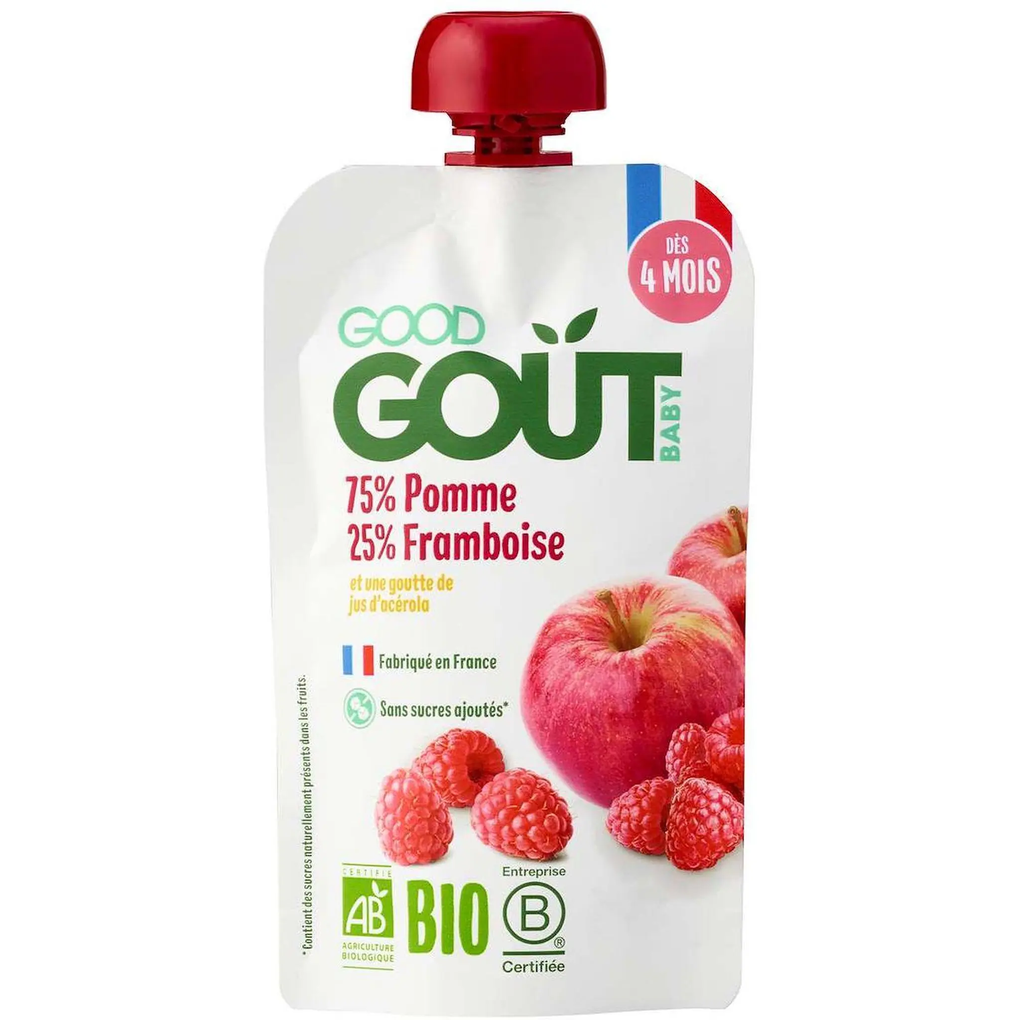GOOD GOUT Gourde dessert pomme et framboise bio dès 4 mois