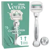 Gillette Venus Rasoir Peau Sensible Pro ComfortGlide, 1 manche + 1 recharge de lames