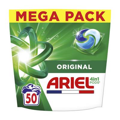 Ariel Lessive Capsules 4in1 Pods Original Mega Pack, 50 capsules
