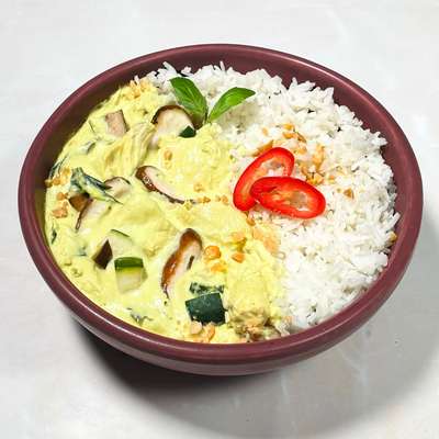 Curry vert de poulet fermier, riz thaï (350 g)