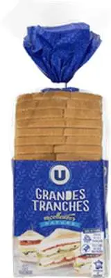 Pain de mie nature grandes tranches moelleuses, U (825 g)