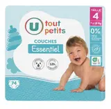 Couches essentiel T4 / 7-18kg, U Tout Petits  (x 74)