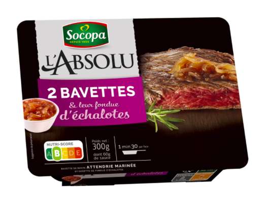 Bavette de boeuf à griller et fondue d'échalotes, Socopa (x 2 pièces, 300 g)