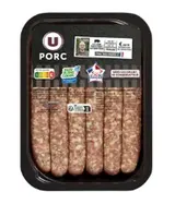 Chipolatas supérieures aux herbes, U (x 6 pièces, 330 g)