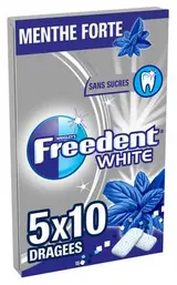 Chewing gum dragée Menthe forte sans sucre, Freedent White (5 étuis de 10 dragées)