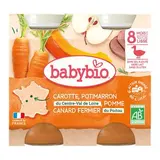 Petit pot carotte, potimarron, pomme, canard fermier BIO - dès 8 mois, Babybio (2 x 200 g)