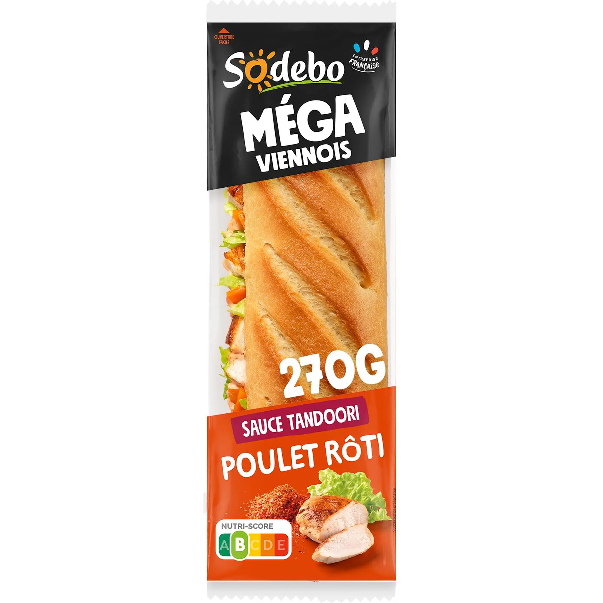 SODEBO Sandwich méga viennois poulet rôti et sauce tandoori