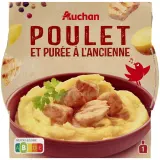 AUCHAN Poulet rôti purée à l'ancienne barquette 2min micro-ondes