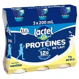 Lactel Boisson Lactée Protéinée Saveur Vanille, 3x200ml
