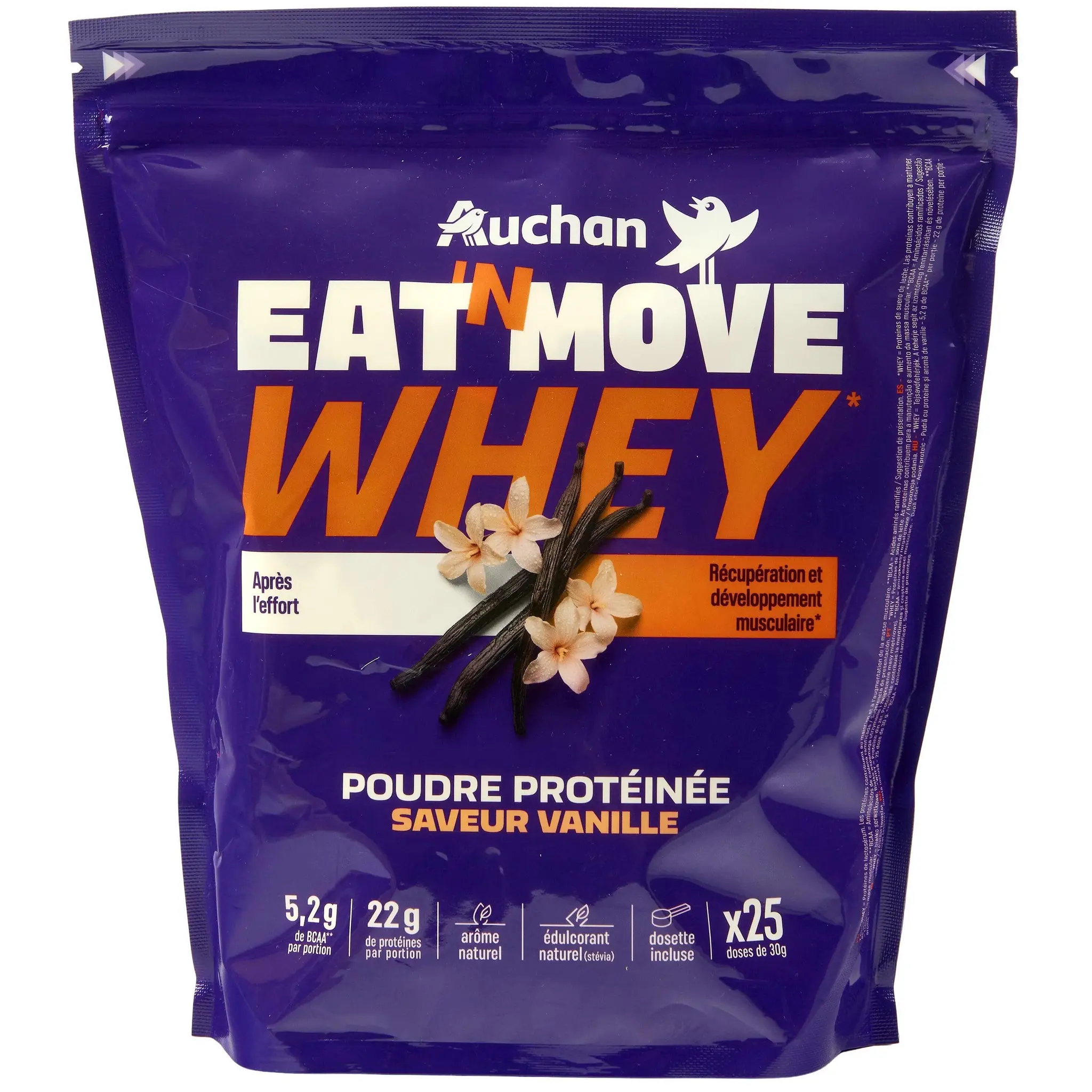 AUCHAN EAT'N MOVE Whey poudre protéinée goût vanille