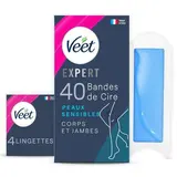 Bandes de Cire Expert Corps et Jambes Peaux Sensibles, Veet (x 40)