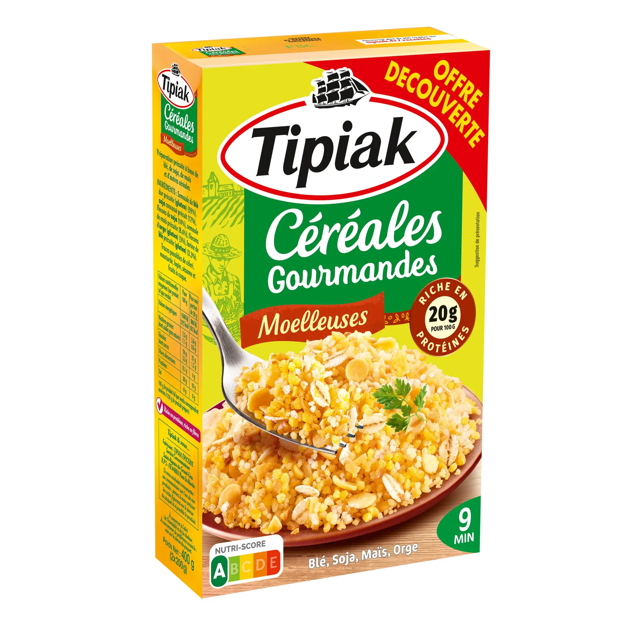 TIPIAK Céréales gourmandes moelleuses blé maïs soja