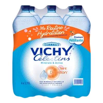 Eau minérale naturelle gazeuse, Vichy Célestins (6 x 1.15 L)