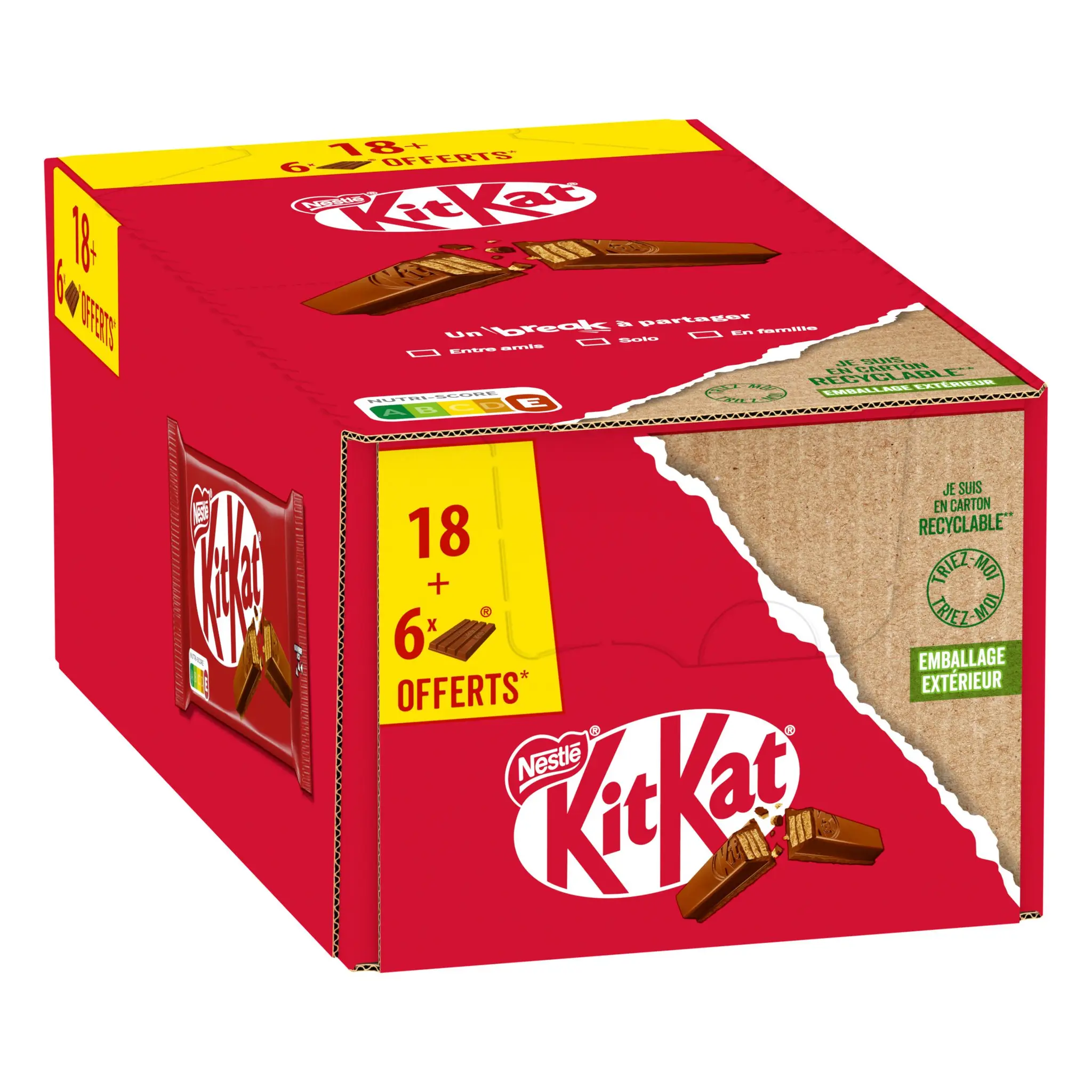 NESTLE Kit Kat barres de chocolat au lait