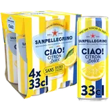 Boisson eau gazeuse aromatisée citron SAN PELLEGRINO CIAO - 4x33cl