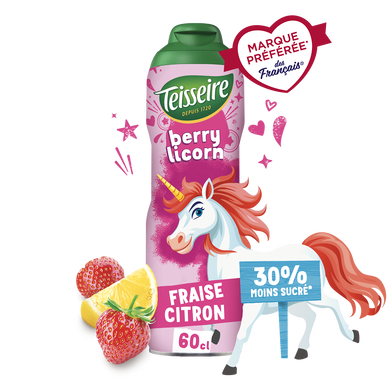 Sirop fraise citron Fruity Animals Licorn TEISSEIRE bidon 60cl