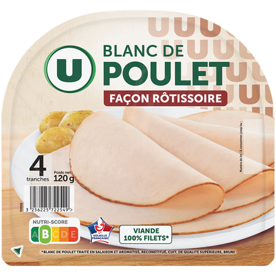 Blanc de Poulet façon rôtissoire - x4 tranches, 120g