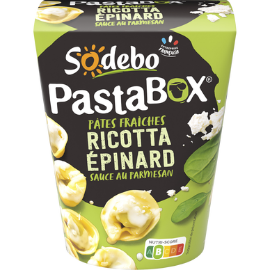 Pasta box, tortellini ricotta épinards, sauce au parmesan SODEBO, 280g