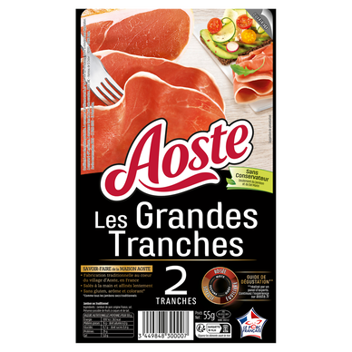 Jambon Cru Grandes Tranches - AOSTE - 2 tranches - 55g
