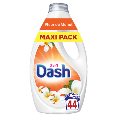 Lessive liquide DASH 2 en 1 Fleur de Monoï 1,98L 44 lavages
