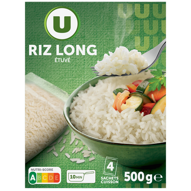 Riz long grain étuvé 10 minutes  4 sachets cuisson de 125g, 500g