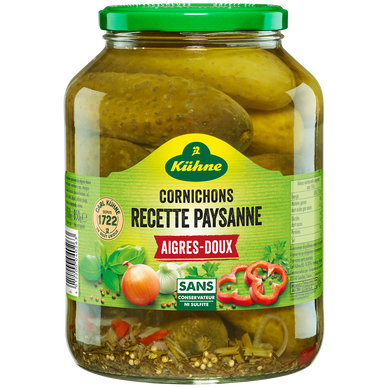 Cornichons aigre-doux à la paysanne KHUNE, 850g
