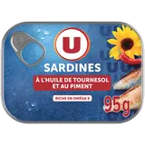 Sardines à l'huile de tournesol et au piment  boîte de 1/5, 135g