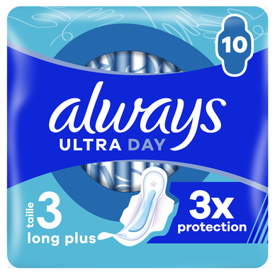 Serviettes hygiéniques ultra jour & nuit taille 3 avec ailettes ALWAYSx10