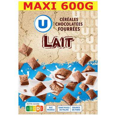 Céréales chocolatées fourrées au lait - paquet 600g