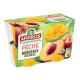 Dessert fruitier avec morceaux Pêche ANDROS  -  4 pots de 100g