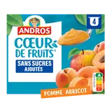 Compote Cur de Fruits SSA pomme abricot ANDROS 4x97g