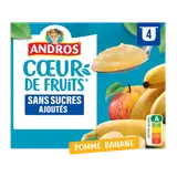 Compote Cur de Fruits SSA pomme banane ANDROS 4x97g