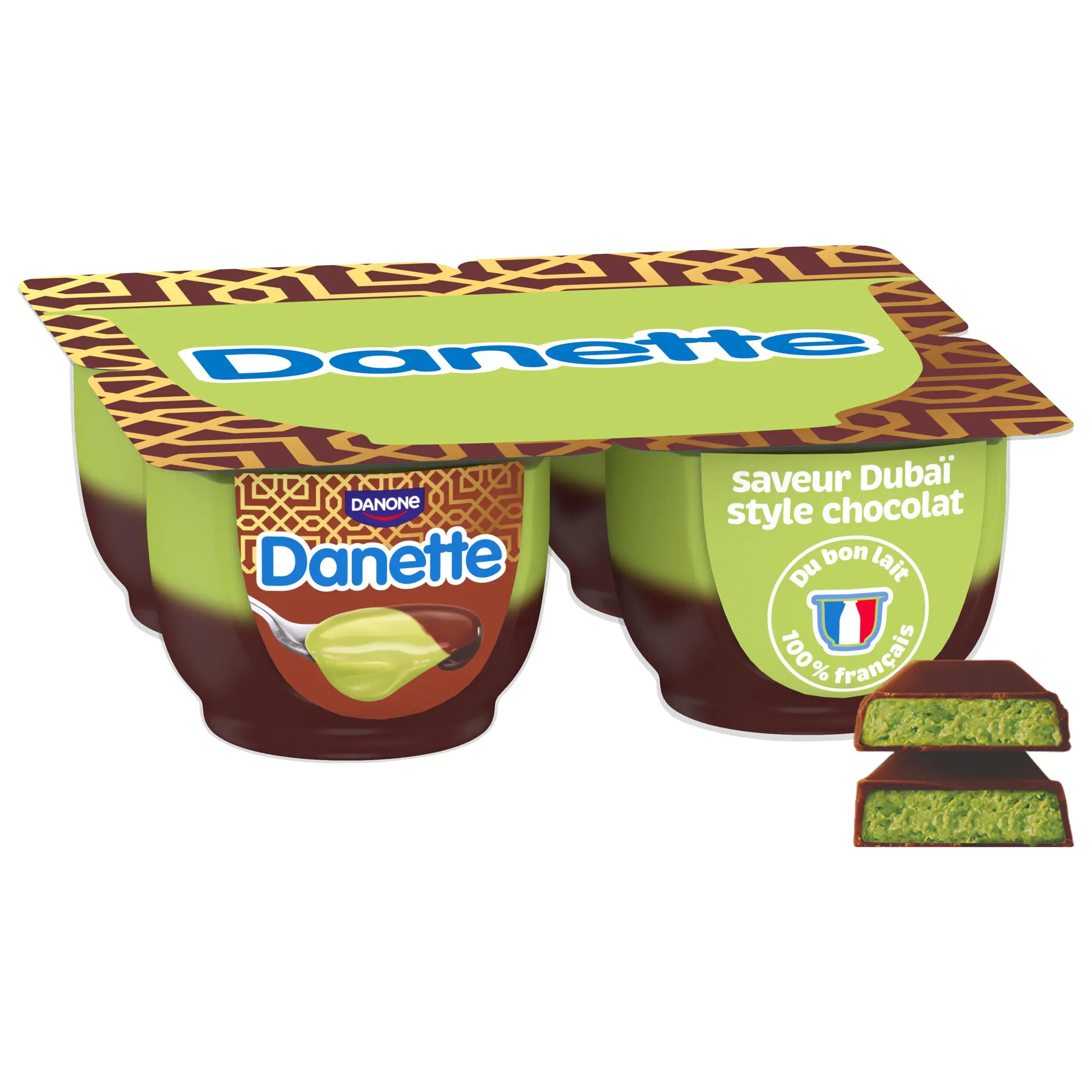 DANETTE Double saveurs Crème dessert chocolat et pistache