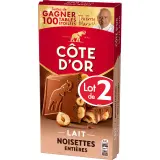 COTE D'OR Tablette de chocolat au lait et noisettes entières